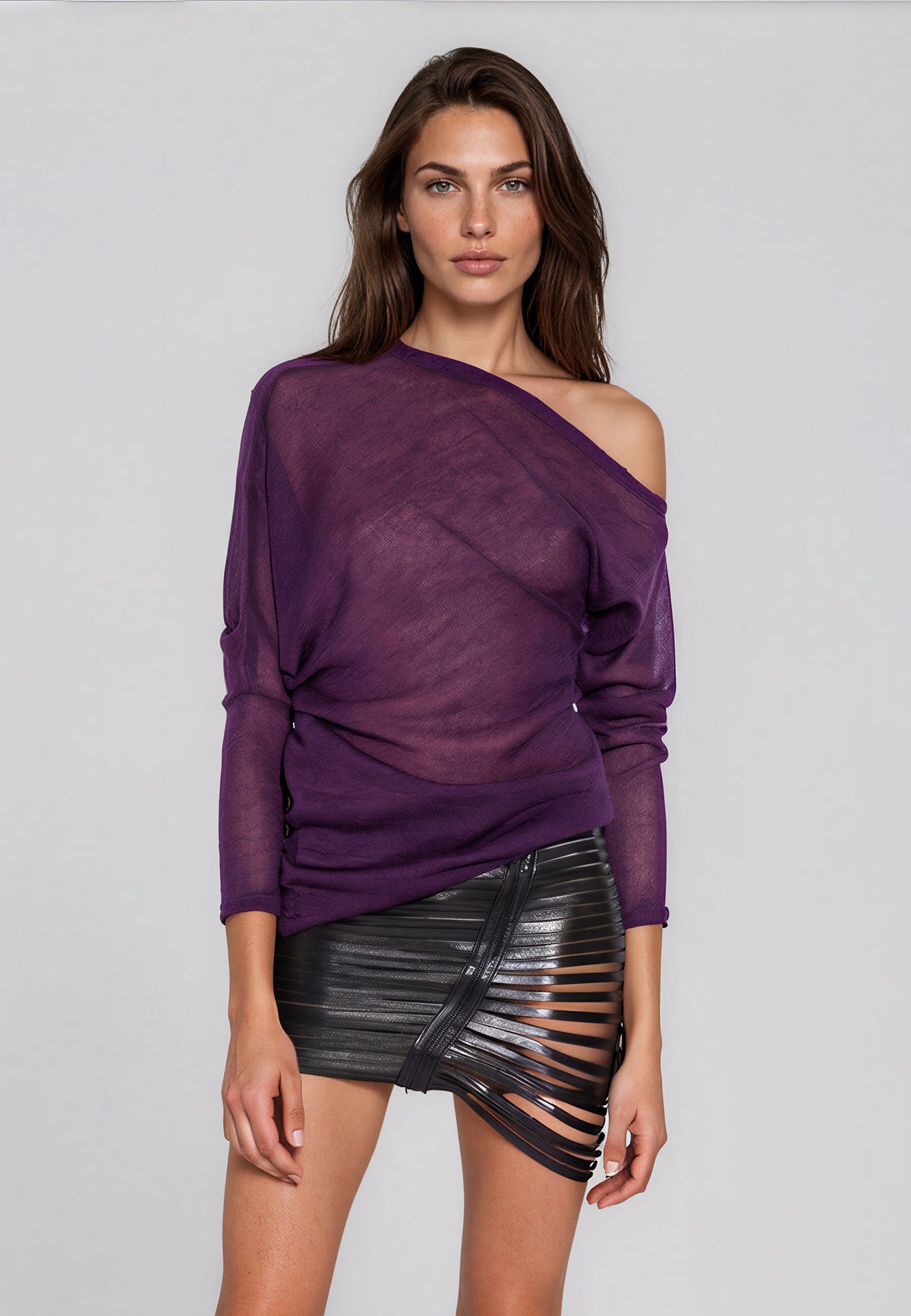ASYMMETRIC SWEATER VIOLET